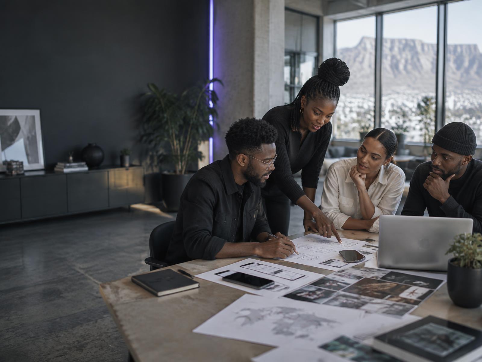 A product team collaborating on brand and software concepts